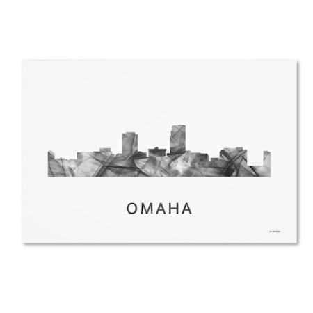 Marlene Watson 'Omaha Nebraska Skyline WB-BW' Canvas Art,16x24